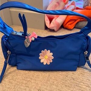 Blue Floral Accent Shoulder Bag